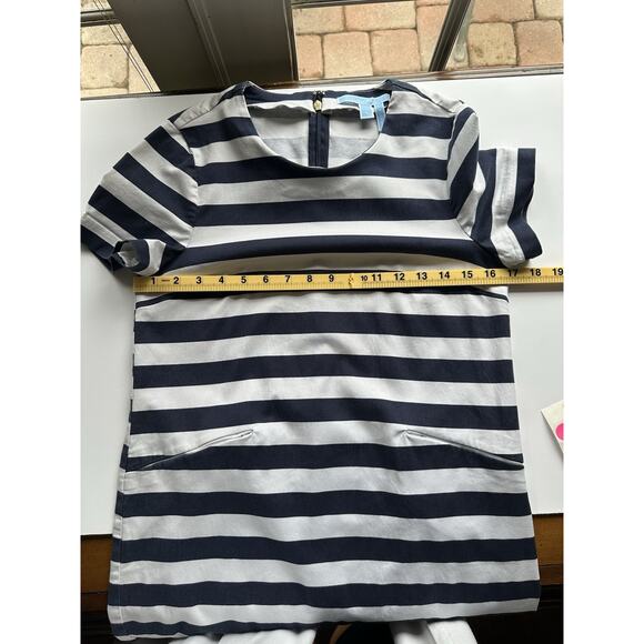 Draper James Dress Women 6 A-line Shift With Stretch, Navy White Stripe Perfect! - Picture 10 of 16